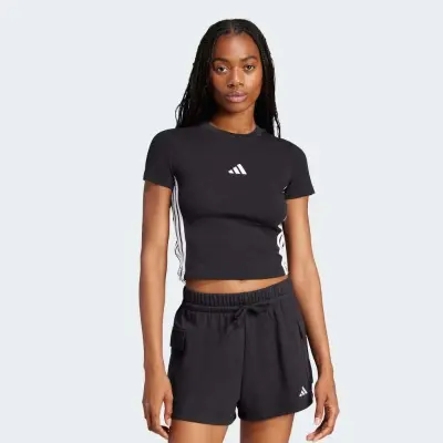 CAMISETA ADIDAS BABY LOOK ESS 3S SLIM FEMININA - Preto/branco