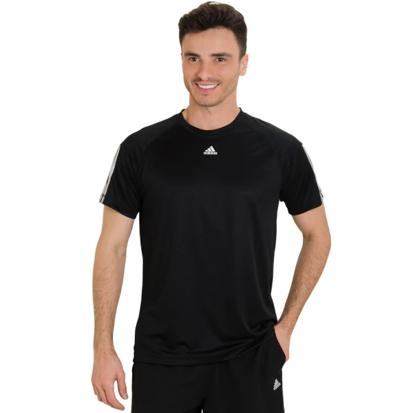 CAMISETA ADIDAS BASE 3S MASCULINA - Preto CAMISETA ADIDAS BASE 3S MASCULINA - Preto