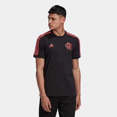 CAMISETA ADIDAS CR FLAMENGO 3-STRIPES - Preto/pink CAMISETA ADIDAS CR FLAMENGO 3-STRIPES - Preto/pink