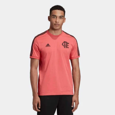 CAMISETA ADIDAS CR FLAMENGO 3-STRIPES - Rosa/preto CAMISETA ADIDAS CR FLAMENGO 3-STRIPES - Rosa/preto
