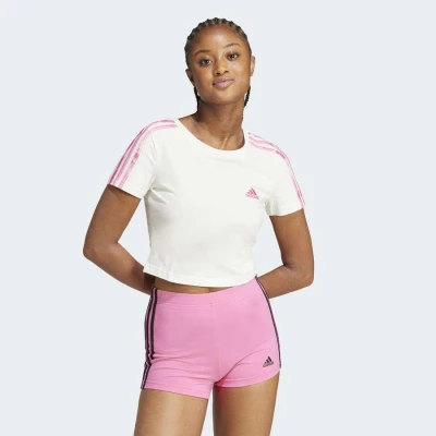 CAMISETA ADIDAS CROPPED 3 STRIPES FEMININA - Branco