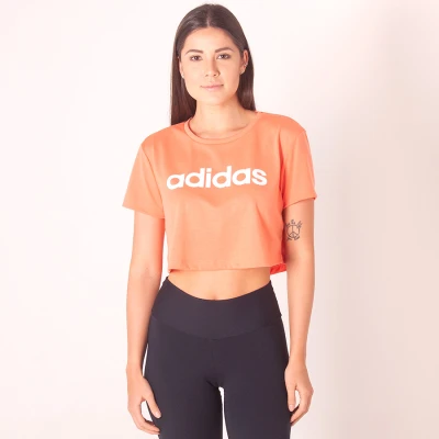 CAMISETA ADIDAS D2M CROPPED BOXY LOGO FEMININA - Laranja/branco CAMISETA ADIDAS D2M CROPPED BOXY LOGO FEMININA - Laranja/branco