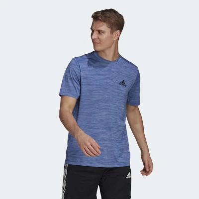 CAMISETA ADIDAS D2M HEATHER EL TEE MASCULINA - Azul CAMISETA ADIDAS D2M HEATHER EL TEE MASCULINA - Azul