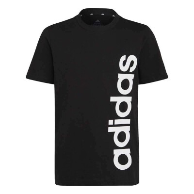 CAMISETA ADIDAS DE ALGODÃO ESSENTIALS LOGO LINEAR INFANTIL - Preto