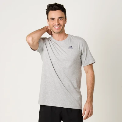 CAMISETA ADIDAS ESS BASE TEE MASCULINA - Cinza/marinho CAMISETA ADIDAS ESS BASE TEE MASCULINA - Cinza/marinho