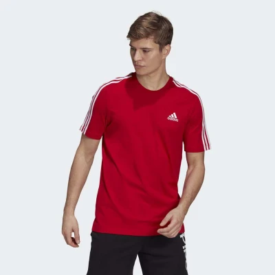 CAMISETA ADIDAS ESSENTIALS 3-STRIPES MASCULINA MASCULINA - Vermelho