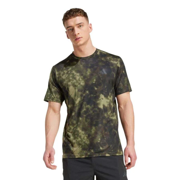 CAMISETA ADIDAS ESSENTIALS AOP MASCULINA - Verde/preto