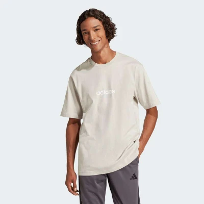 CAMISETA ADIDAS ESSENTIALS LINEAR SINGLE JERSEY MASCULINA - Cinza/branco