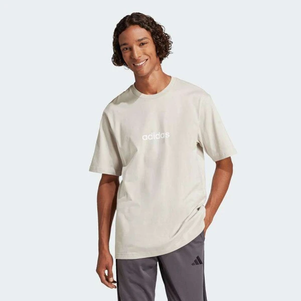 CAMISETA ADIDAS ESSENTIALS LINEAR SINGLE JERSEY MASCULINA - Cinza/branco