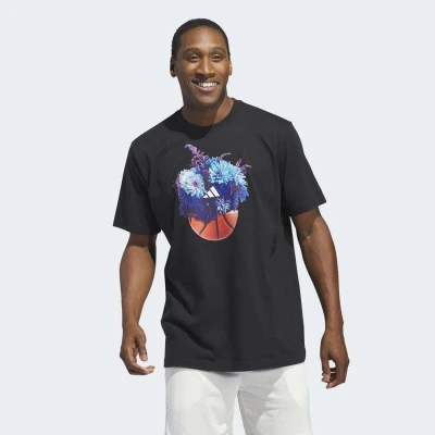 CAMISETA ADIDAS ESTAMPADA FLORAL HOOPS MASCULINA - Preto