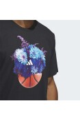 CAMISETA ADIDAS ESTAMPADA FLORAL HOOPS MASCULINA - Preto