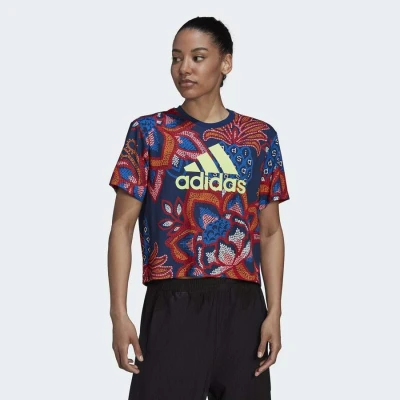 CAMISETA ADIDAS FARM GFX TEE FEMININA - Marinho/vermelho