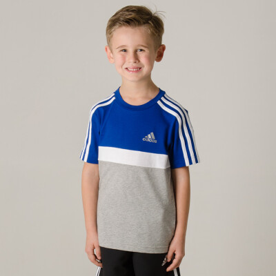 CAMISETA ADIDAS LB COT CB TEE INFANTIL - Azul/cinza