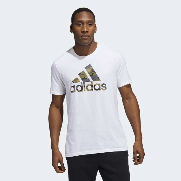 CAMISETA ADIDAS LOGO CAMUFLADO MASCULINA - Branco CAMISETA ADIDAS LOGO CAMUFLADO MASCULINA - Branco