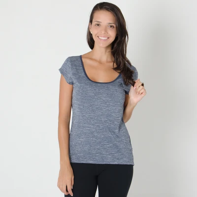CAMISETA ADIDAS MC MESCLA FEMININA - Cinza/azul CAMISETA ADIDAS MC MESCLA FEMININA - Cinza/azul