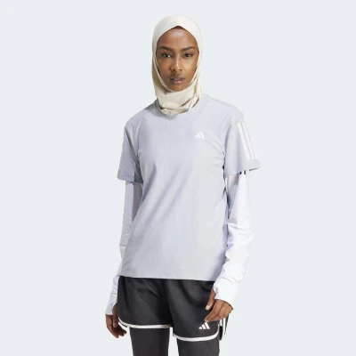 CAMISETA ADIDAS OWN THE RUN BASE FEMININA - Cinza CAMISETA ADIDAS OWN THE RUN BASE FEMININA - Cinza