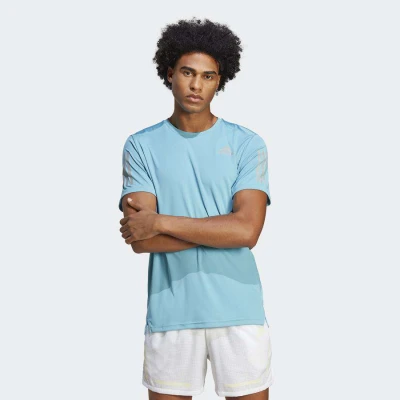 CAMISETA ADIDAS OWN THE RUN COOLER MASCULINA - Azul celeste/prata CAMISETA ADIDAS OWN THE RUN COOLER MASCULINA - Azul celeste/prata