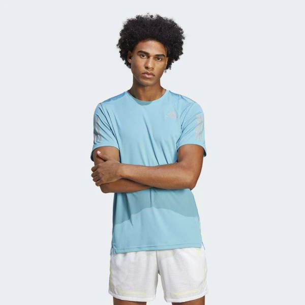 CAMISETA ADIDAS OWN THE RUN COOLER MASCULINA - Azul celeste/prata