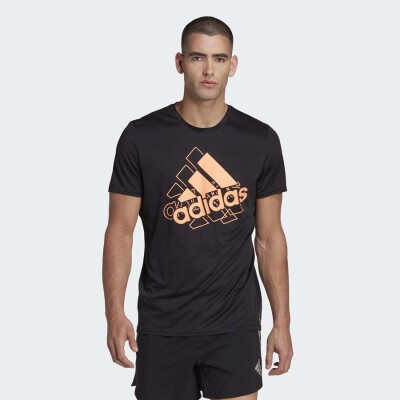 CAMISETA ADIDAS RUNNING BRAND LOVE MASCULINA - Preto/laranja