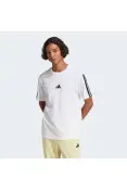 CAMISETA ADIDAS SIMPLES ESSENTIALS 3 LISTRAS MASCULINA - Branco/preto