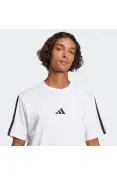 CAMISETA ADIDAS SIMPLES ESSENTIALS 3 LISTRAS MASCULINA - Branco/preto