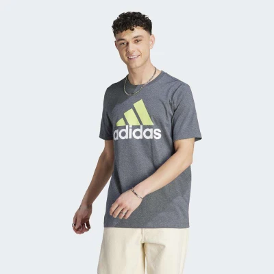 CAMISETA ADIDAS SINGLE JERSEY BIG LOGO MASCULINA - Grafite/verde CAMISETA ADIDAS SINGLE JERSEY BIG LOGO MASCULINA - Grafite/verde
