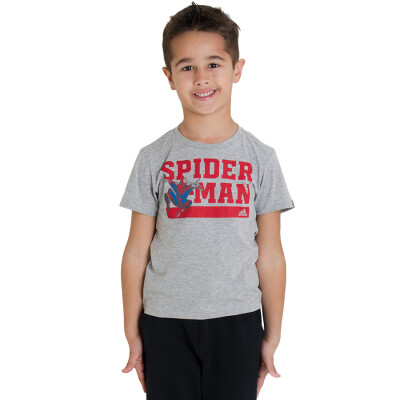CAMISETA ADIDAS SPIDERMAN INFANTIL - Cinza/vermelho