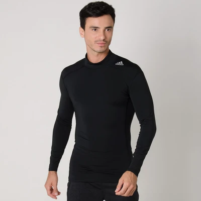 CAMISETA ADIDAS TF BASE WARM MOCK TECHFIT MANGA LONGA MASCULINA - Preto