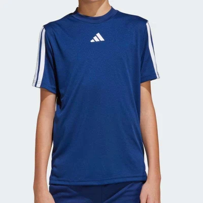 CAMISETA ADIDAS TRAIN ESSENTIALS TRES LISTRAS INFANTIL - Azul