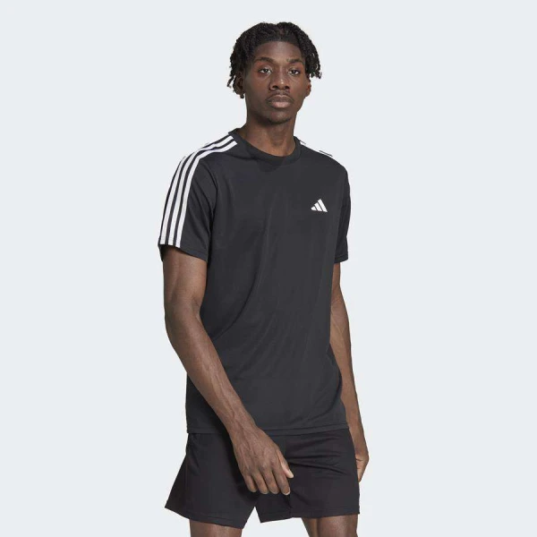 CAMISETA ADIDAS TREINO TRAIN ESSENTIALS 3-STRIPES MASCULINA - Preto/branco