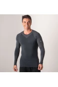 CAMISETA ASICS COMPRESSÃO LEGENDS SEAMLESS MANGA LONGA MASCULINA - Chumbo