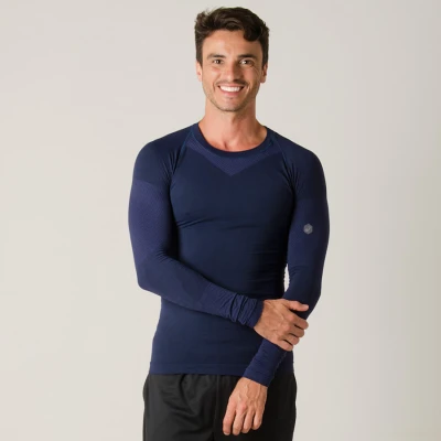 CAMISETA ASICS COMPRESSÃO LEGENDS SEAMLESS MANGA LONGA MASCULINA - Marinho