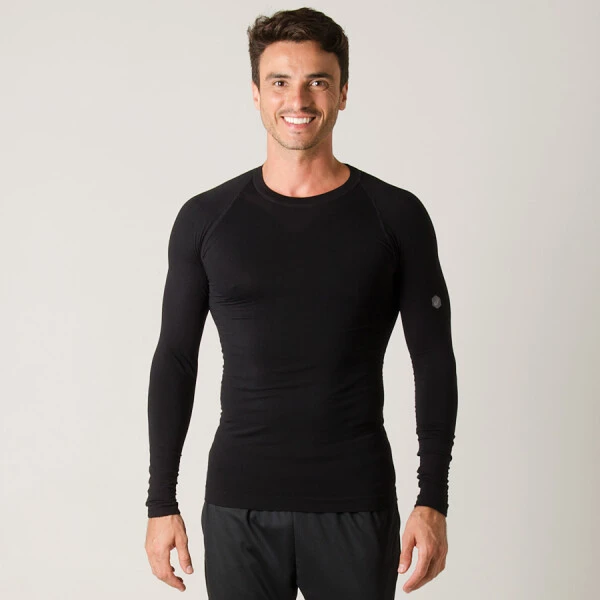 CAMISETA ASICS COMPRESSÃO LEGENDS SEAMLESS MANGA LONGA MASCULINA - Preto