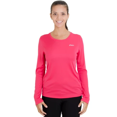 CAMISETA ASICS CORE BASIC LS MANGA LONGA FEMININA - Rosa/prata CAMISETA ASICS CORE BASIC LS MANGA LONGA FEMININA - Rosa/prata