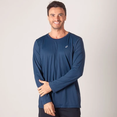 CAMISETA ASICS CORE PA MANGA LONGA MASCULINA - Marinho CAMISETA ASICS CORE PA MANGA LONGA MASCULINA - Marinho