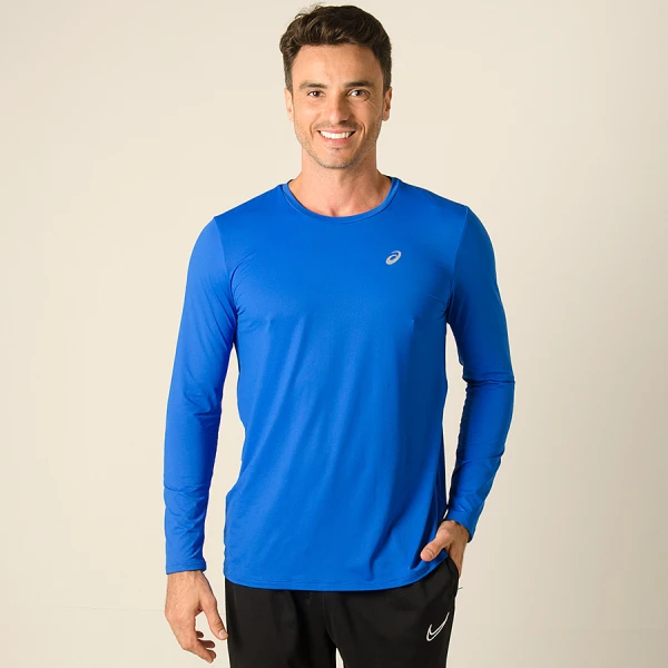 CAMISETA ASICS CORE RUNNING PA MANGA LONGA MASCULINA - Azul
