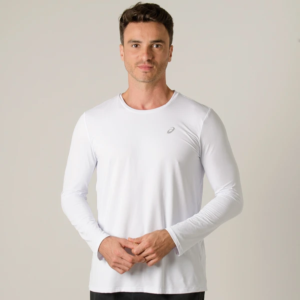 CAMISETA ASICS CORE RUNNING PA MANGA LONGA MASCULINA - Branco CAMISETA ASICS CORE RUNNING PA MANGA LONGA MASCULINA - Branco