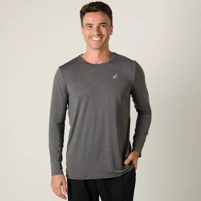 CAMISETA ASICS CORE RUNNING PA MANGA LONGA MASCULINA - Grafite