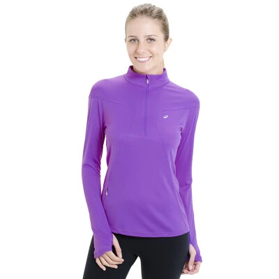 CAMISETA ASICS MANGA LONGA FAVORITE 1/2 ZIP FEMININA - Roxo CAMISETA ASICS MANGA LONGA FAVORITE 1/2 ZIP FEMININA - Roxo