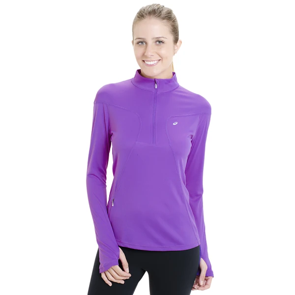 CAMISETA ASICS MANGA LONGA FAVORITE 1/2 ZIP FEMININA - Roxo