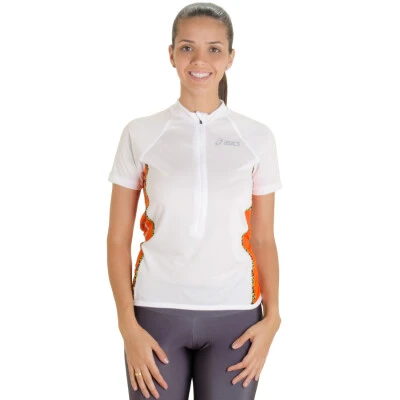 CAMISETA ASICS PES BIKE SS FEMININA - Branco/laranja