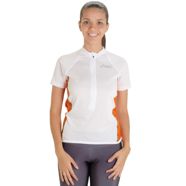 CAMISETA ASICS PES BIKE SS FEMININA - Branco/laranja
