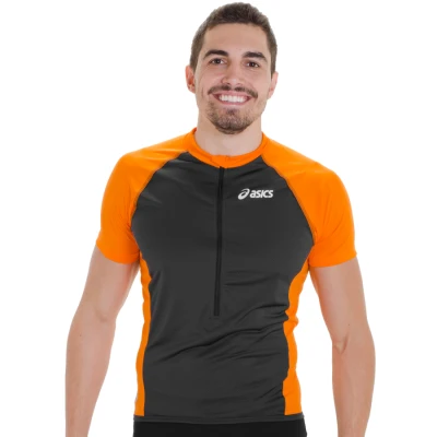 CAMISETA ASICS PES BIKE SS MASCULINA - Chumbo/laranja
