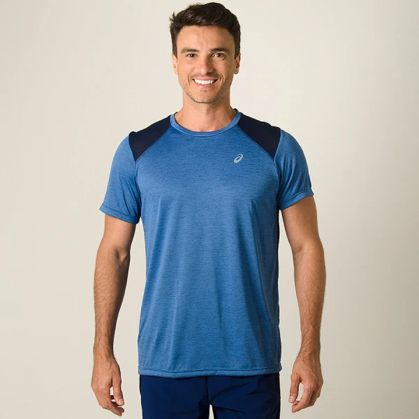 CAMISETA ASICS RUNNING BLEND SS MASCULINA - Azul/marinho