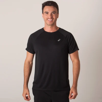 CAMISETA ASICS RUNNING HEXAGON SS MASCULINA - Preto CAMISETA ASICS RUNNING HEXAGON SS MASCULINA - Preto