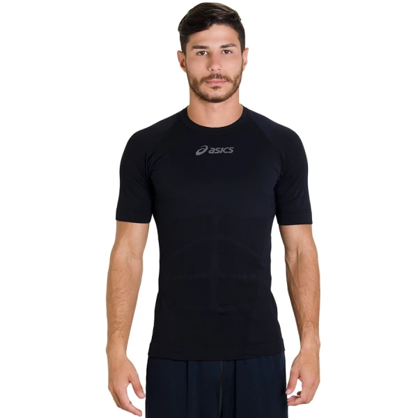 CAMISETA ASICS SEAMLESS SS COMPRESSÃO MASCULINA - Preto
