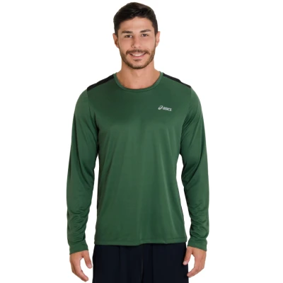 CAMISETA ASICS SPORTS MESH LS MASCULINA - Verde/preto