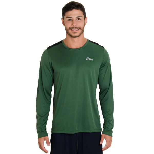 CAMISETA ASICS SPORTS MESH LS MASCULINA - Verde/preto