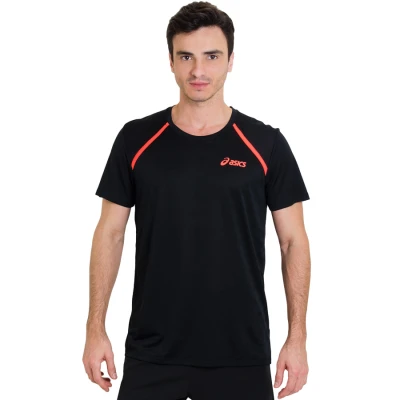 CAMISETA ASICS TRAINING SS MASCULINA - Preto/laranja CAMISETA ASICS TRAINING SS MASCULINA - Preto/laranja