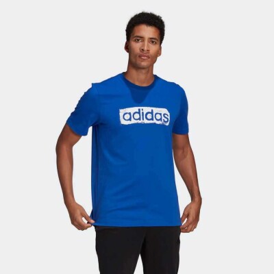 CAMISETA BOX ESTAMPADA BRUSHSTROKE LOGO ADIDAS MASCULINA - Azul CAMISETA BOX ESTAMPADA BRUSHSTROKE LOGO ADIDAS MASCULINA - Azul